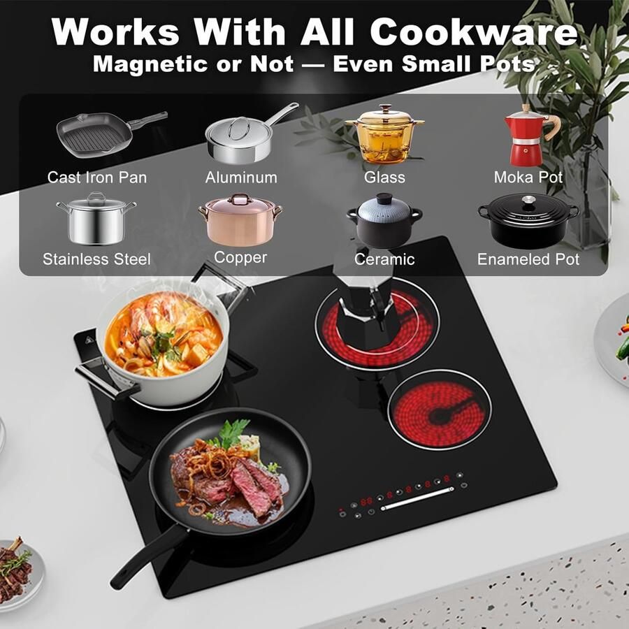 Inductie Kookplaat Elektrisch fornuis Snel Koken Energiezuinig 60 cm Zwart