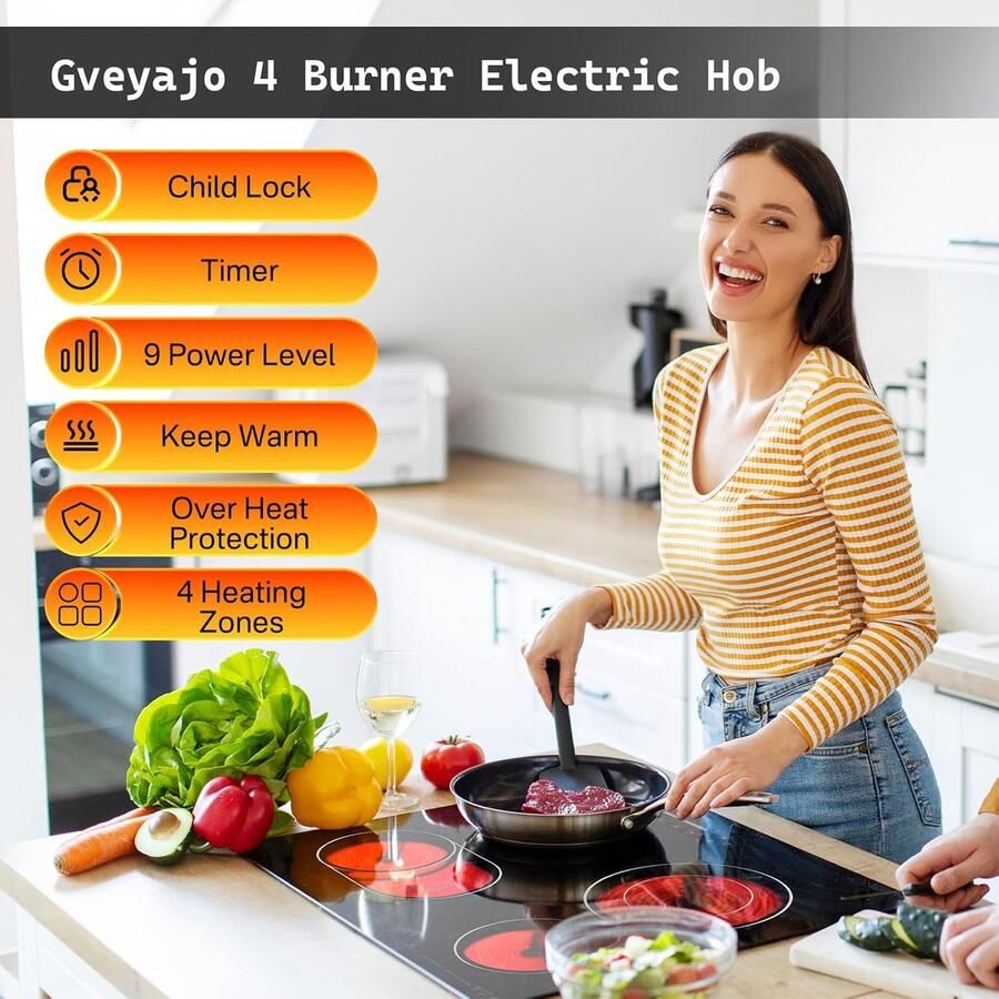Inductie Kookplaat Elektrisch fornuis Snel Koken Energiezuinig 60 cm Zwart