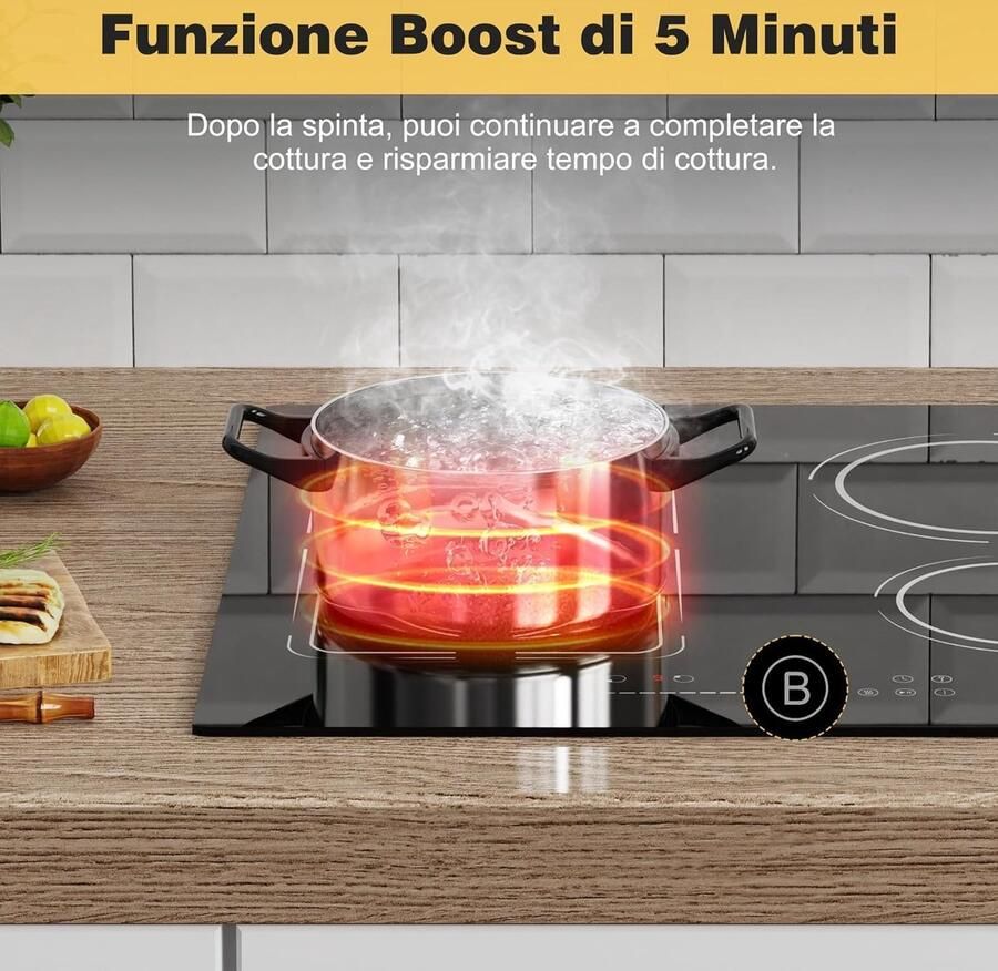 Inductie Kookplaat Elektrisch fornuis Snel Koken Flex Zone Functie 60 cm Zwart