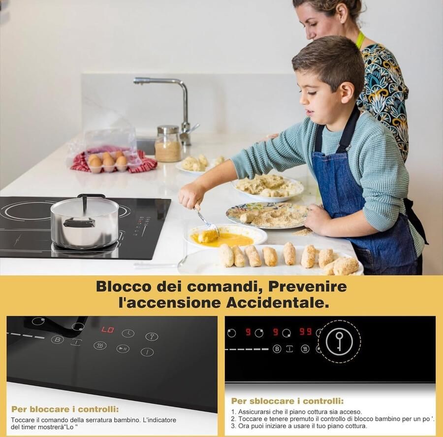 Inductie Kookplaat Elektrische Kookplaat Snel Koken Flex Zone 60 cm Zwart - Foto 2