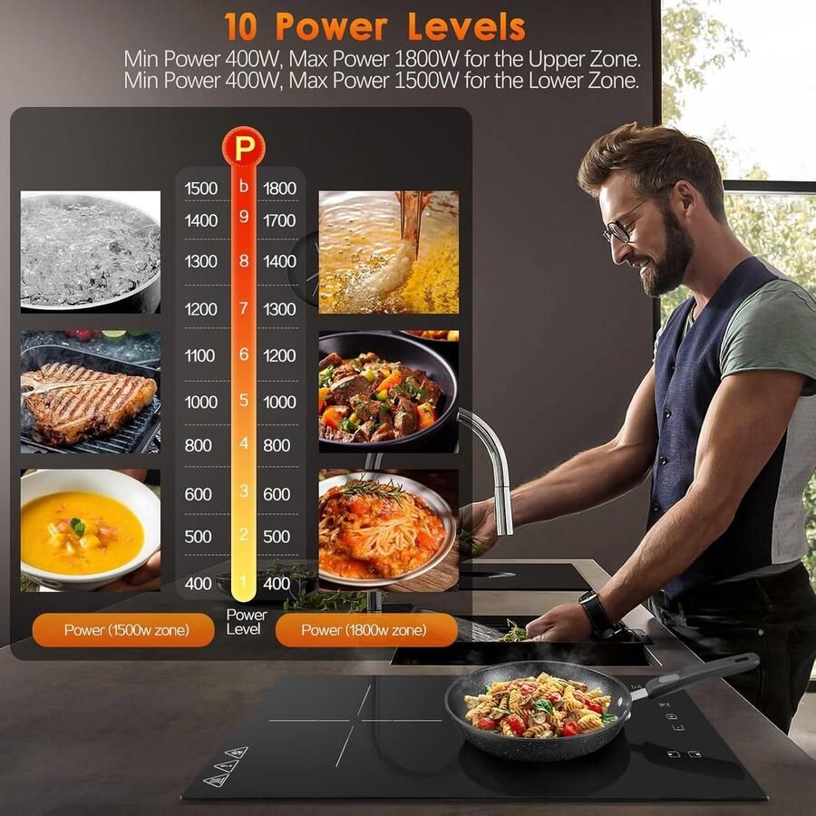 Inductie Kookplaat Elektrisch Fornuis Snel Koken Touch Control 30 cm Zwart - Foto 2