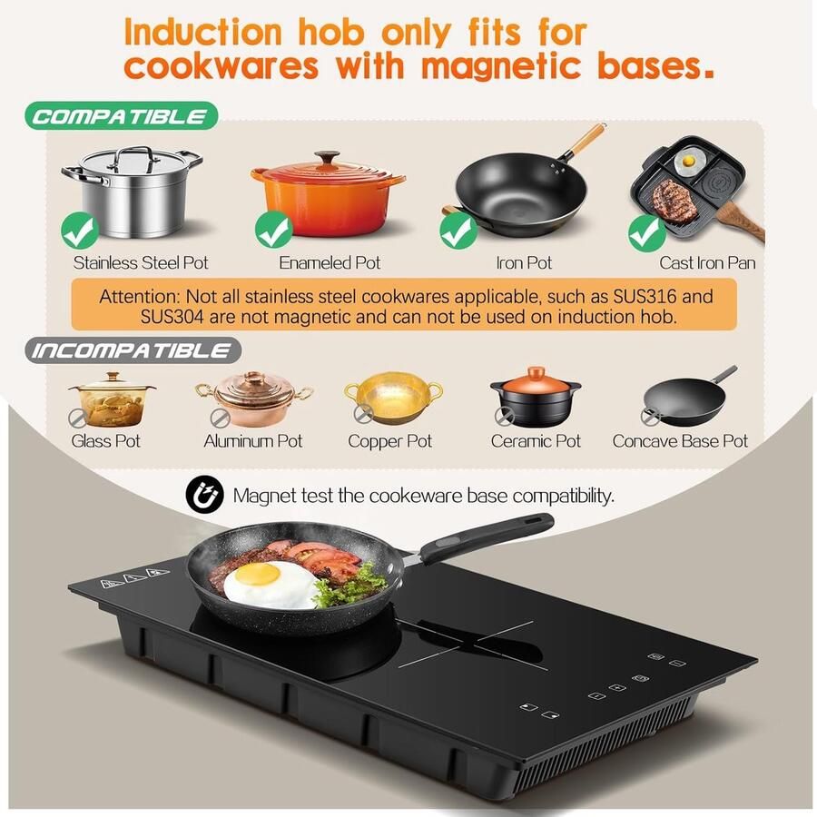 Inductie Kookplaat Elektrisch Fornuis Snel Koken Touch Control 30 cm Zwart - Foto 2
