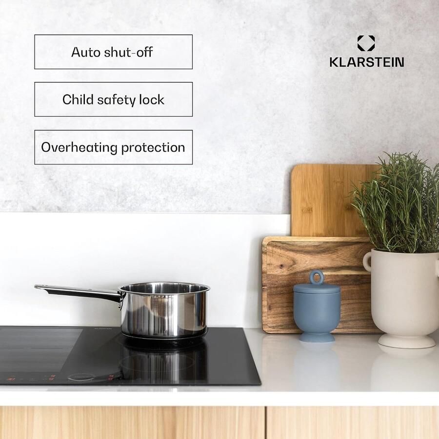 Inductie Kookplaat Elektrisch Fornuis Snel Koken VarioHeating Functie 70cm 4 Zones Zwart