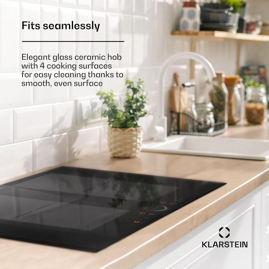 Inductie Kookplaat Elektrisch Fornuis Snel Koken VarioHeating Functie 70cm Zwart