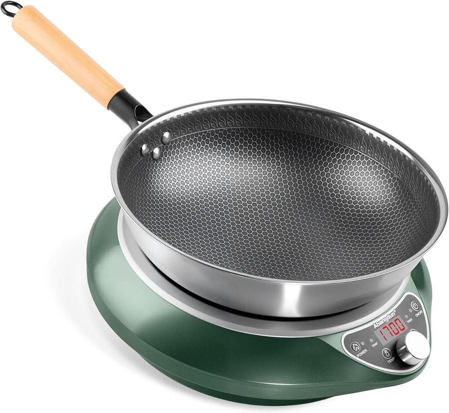 Inductie Kookplaat Elektrische Brander Snel Koken Gelijkmatige Verwarming 39 x 37 cm Groen