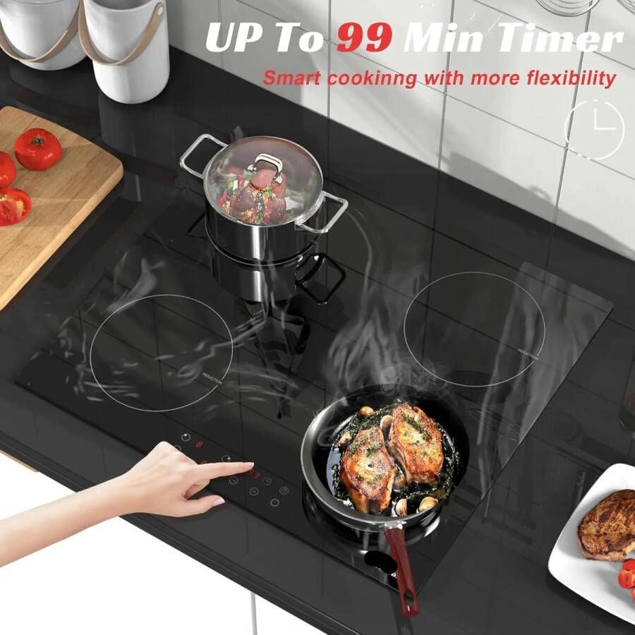 Inductie kookplaat Induction Hob Induction Cook Top Inductie Fornuis Elektrische Brander Imet stekker 4 Zones 60cm Marmerkeramisch glas 3500W Touch Control Timer Veiligheidsslot Zwart - Foto 2