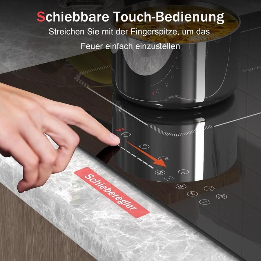 Inductie Kookplaat Elektrische Kookplaat Koken en Garen Uitbreidbare Zone 60 cm Zwart