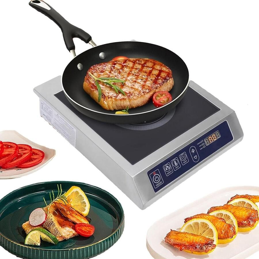 Inductie kookplaat Elektrische kookplaat Snel koken 10 temperatuurstanden 3500 Watt Zilver