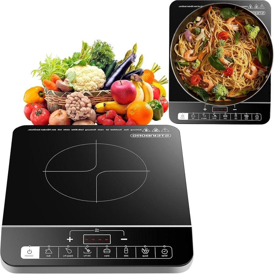 Inductie Kookplaat Elektrische Kookplaat Snel Koken 6 Programma's 2000 Watt Zwart