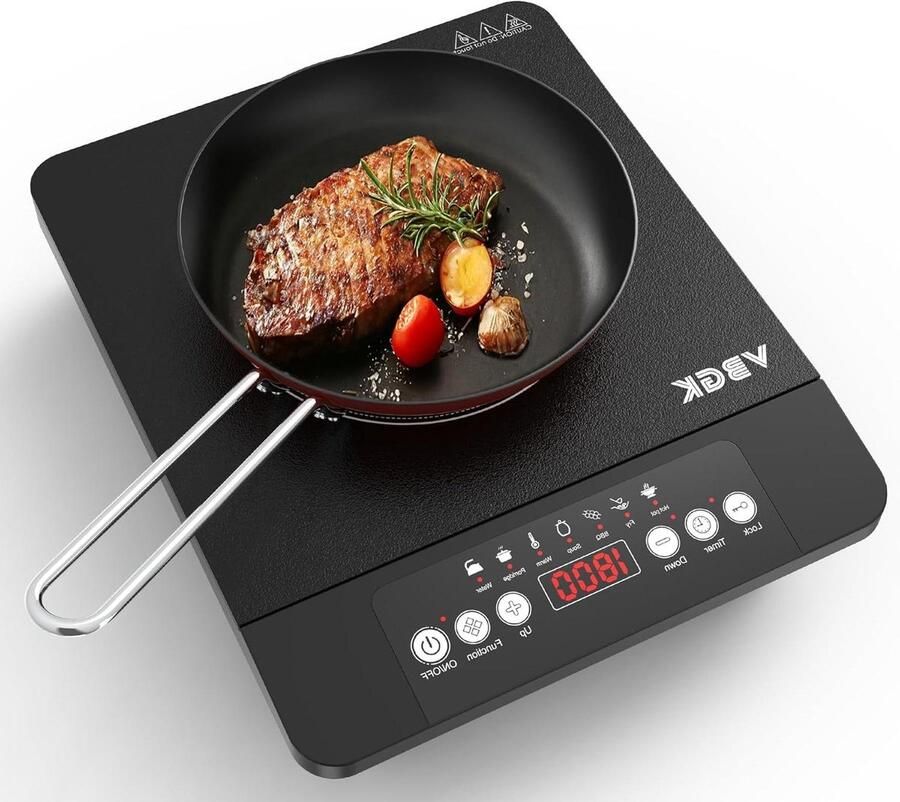 Inductie Kookplaat Elektrische Kookplaat Snel Koken Automatische Uitschakeling 1800 Watt Zwart