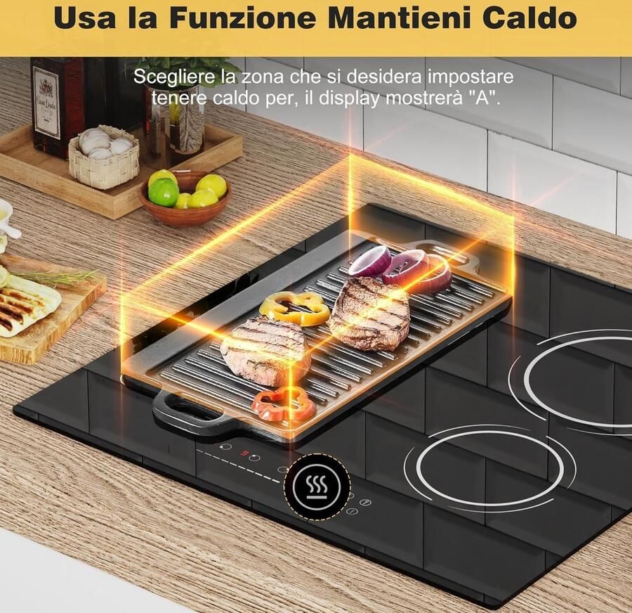 Inductie Kookplaat Elektrische Kookplaat Snel Koken Flex Zone Functie 60 cm Zwart - Foto 3