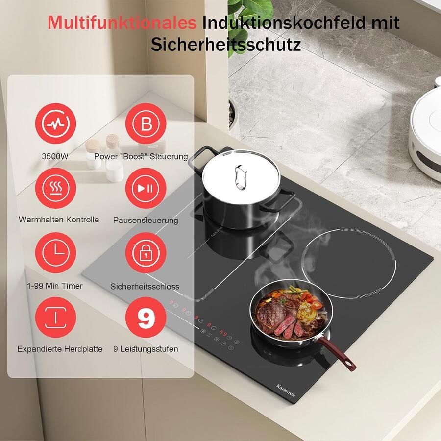 Inductie Kookplaat Elektrische Kookplaat Thuis Koken Uitbreidbare Zone 60 cm Zwart
