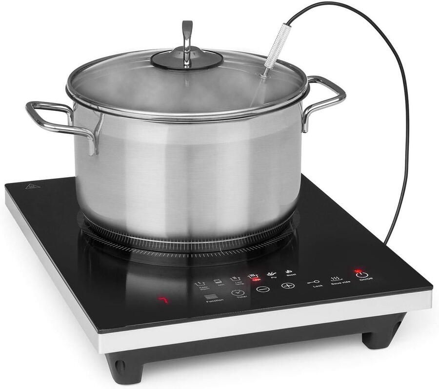Inductie Kookplaat Enkele Kookplaat Snel Koken Inclusief Thermometer 28cm Breed Zwart