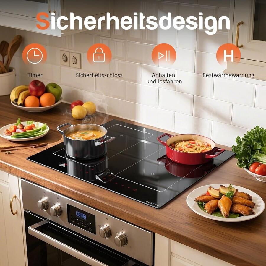 Inductie Kookplaat Flex Zone Kookplaat Snel Koken Dubbele Flex zones 59 x 52 cm Zwart