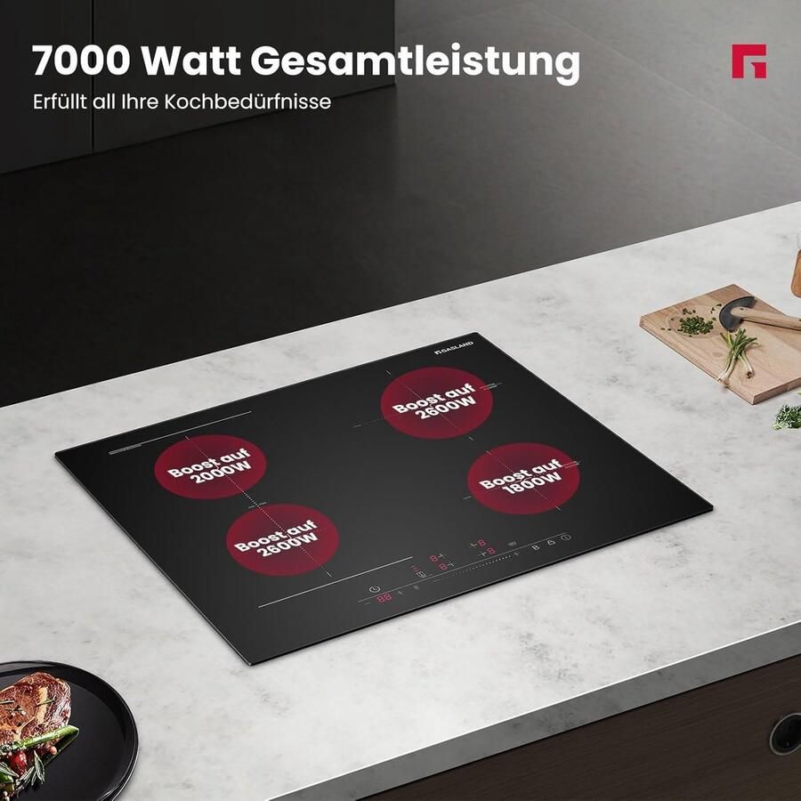 Inductie Kookplaat Flexibele Kookplaat Snel Koken Twee Flex Zones 60 cm Zwart