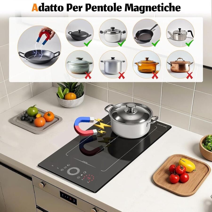 Inductie Kookplaat Flexzone Kookveld Snel Koken Combineerbare Zones 30 cm Zwart - Foto 2