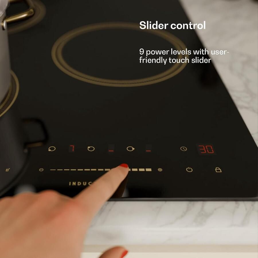 Inductie Kookplaat Inbouw Kookplaat Snel Koken 3 Zones Met Booster 45 cm Compact Zwart