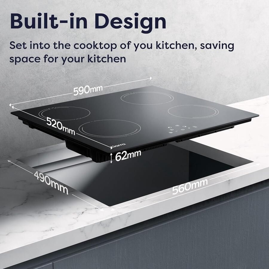 Inductie Kookplaat Inbouw Kookplaat Snel Koken 9 Kookstanden 60 cm Zwart