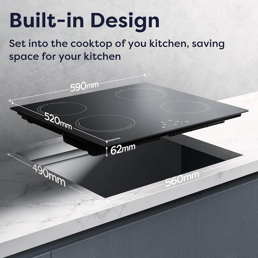 Inductie Kookplaat Inbouw Kookveld Snel Koken 9 Kookstanden 60 cm Zwart