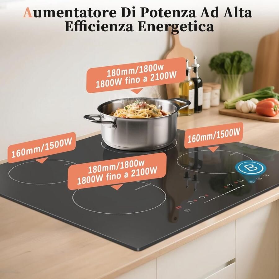 Inductie Kookplaat Inbouw Kookveld Snel Koken Boost Functie 60 cm Zwart