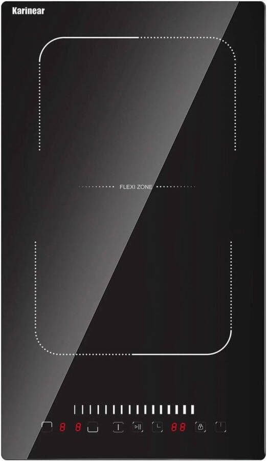 Karinear Inductie kookplaat Induction Hob Induction Cook Top Inductie Fornuis Elektrische Brander 2 branders 3500W 12'' inbouw inductiekookplaat Zwart met gecombineerde zone Veiligheidsslot Timer Pauze