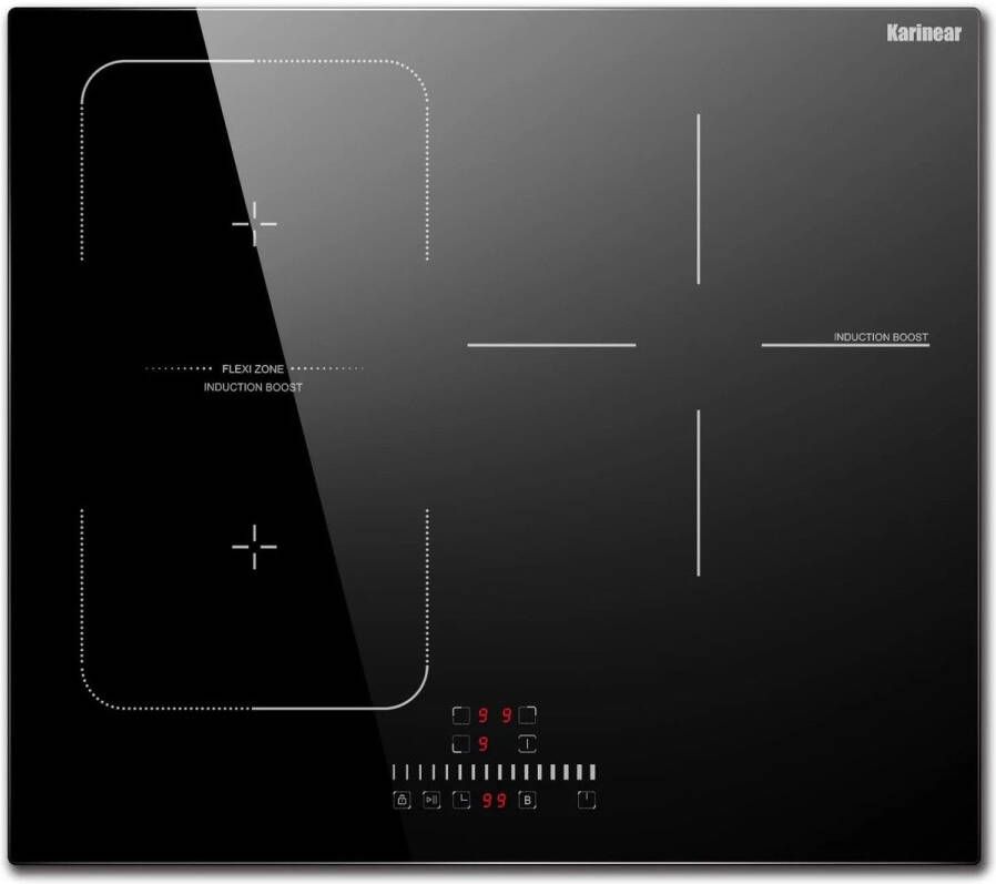 Inductie kookplaat Induction Hob Induction Cook Top Inductie Fornuis Elektrische Brander 3-pits met Flexzone Touch Control Timer Boost Veiligheidsslot 6800W Zwart