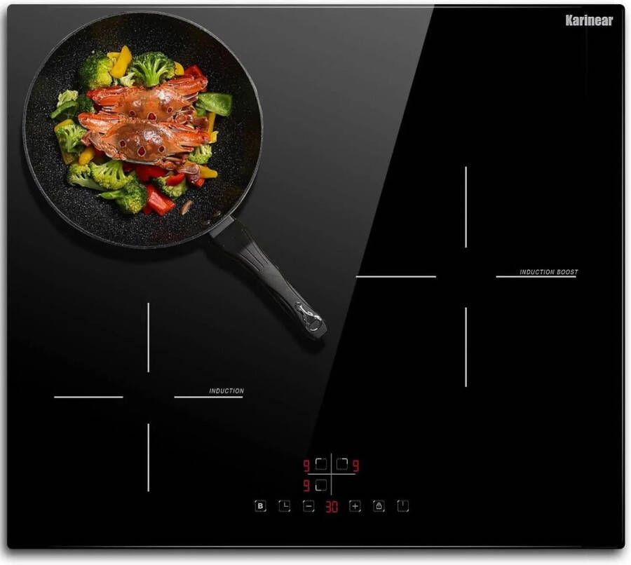 Inductie kookplaat Induction Hob Induction Cook Top Inductie Fornuis Elektrische Brander 3-pits 60 cm 5200W Zwart Inbouw inductiekookplaat Touch Control Timer Veiligheidsslot