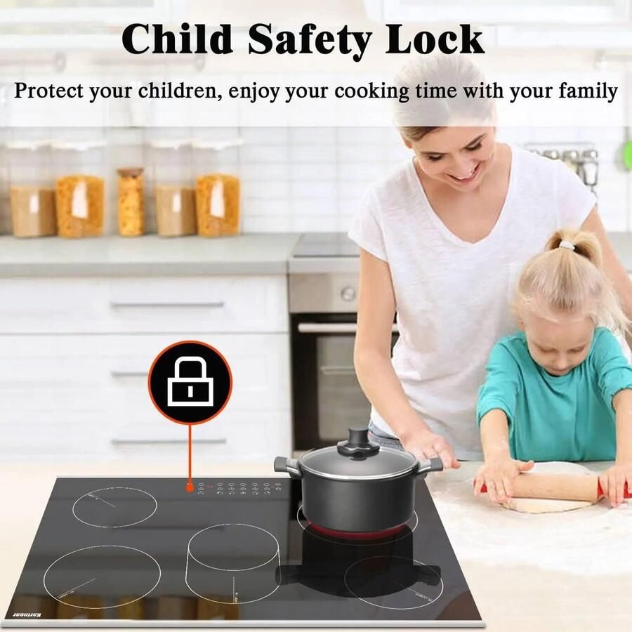 Inductie kookplaat Induction Hob Induction Cook Top Inductie Fornuis Elektrische Brander 30 Inch Elektrische Kookplaat 5 Branders Keramische Kookplaat Inbouw Elektrische Stralingskookplaat 8400W Zwart - Foto 2