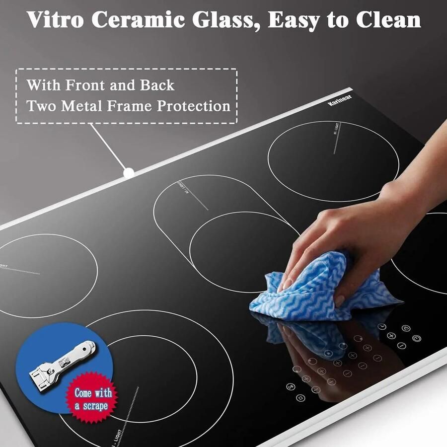 Inductie kookplaat Induction Hob Induction Cook Top Inductie Fornuis Elektrische Brander 30 Inch Elektrische Kookplaat 5 Branders Keramische Kookplaat Inbouw Elektrische Stralingskookplaat 8400W Zwart