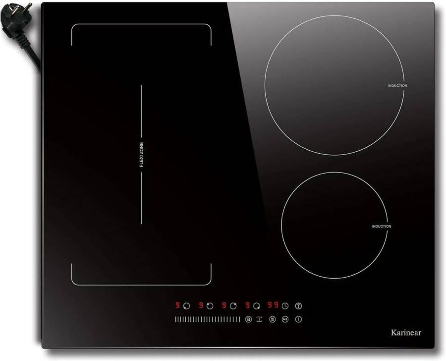 Inductie kookplaat Induction Hob Induction Cook Top Inductie Fornuis Elektrische Brander 4-pits Inductiekookplaat 60 cm 3500 W 220 V Zwart Flexzone Plug-in kookplaat 9 vermogen Booster Timer