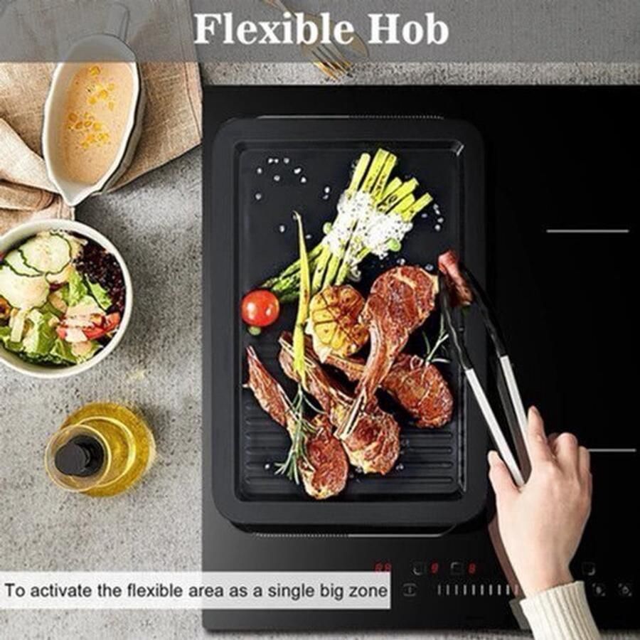 Inductie kookplaat Induction Hob Induction Cook Top Inductie Fornuis Elektrische Brander 4-pits Inductiekookplaat met Flexzone Schuifregelaar Timer Boostfunctie 7200W Zwart