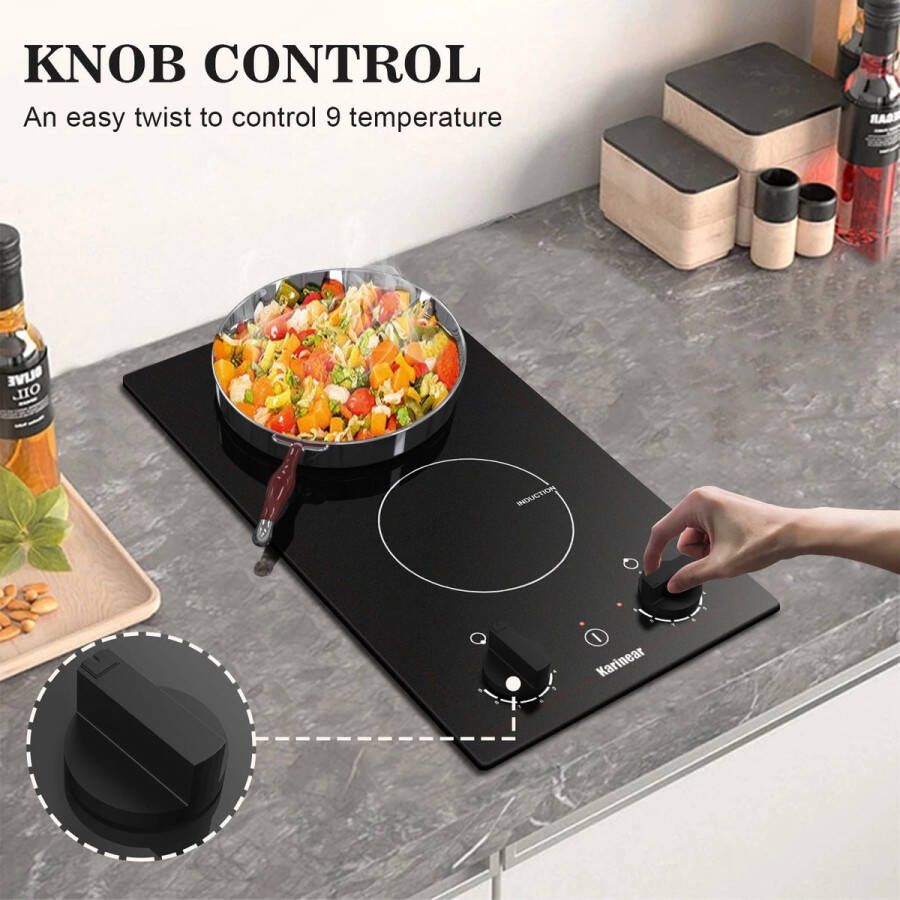 Inductie kookplaat Induction Hob Induction Cook Top Inductie Fornuis Elektrische Brander Inbouw Inductiekookplaat met 2 Branders 30 cm Inductiekookplaat met Stekker en Knopbediening Zwart - Foto 3