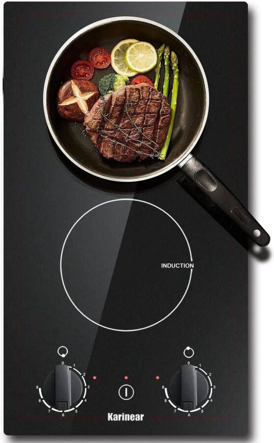 Inductie kookplaat Induction Hob Induction Cook Top Inductie Fornuis Elektrische Brander Inbouw Inductiekookplaat met 2 Branders 30 cm Zwart Inductiekookplaat met Stekker en Knopbediening