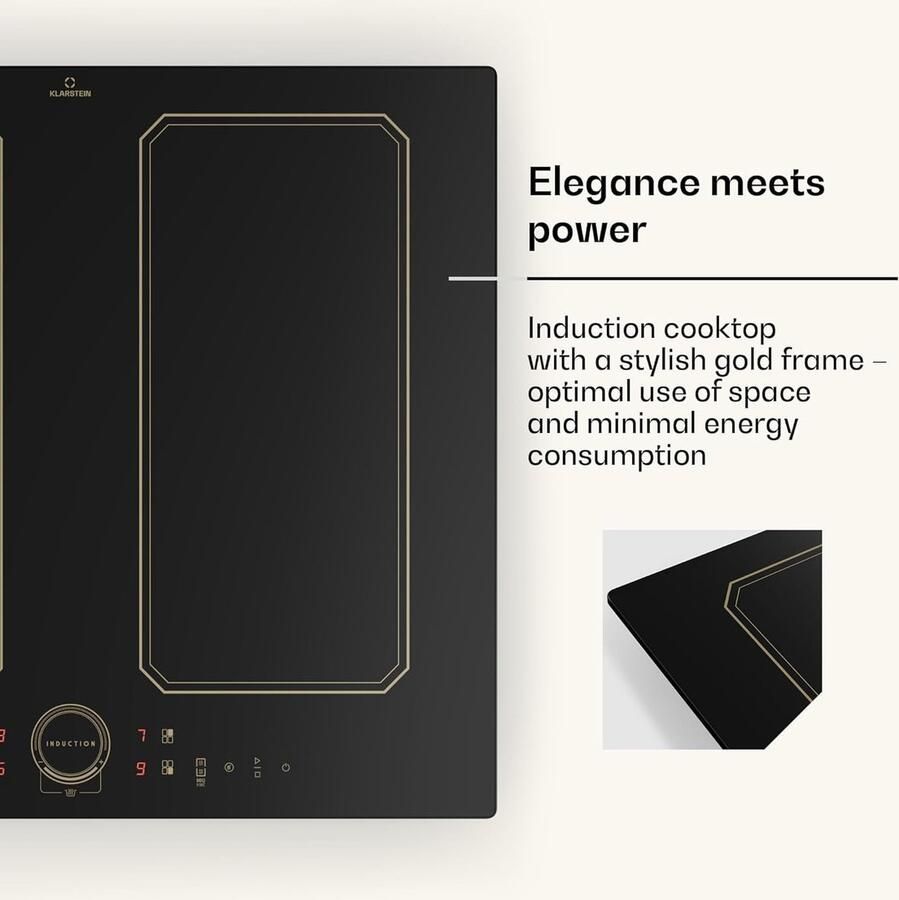 Inductie Kookplaat Keramische Kookplaat Snel Koken Automatische Uitschakeling 59 x 52 cm Zwart