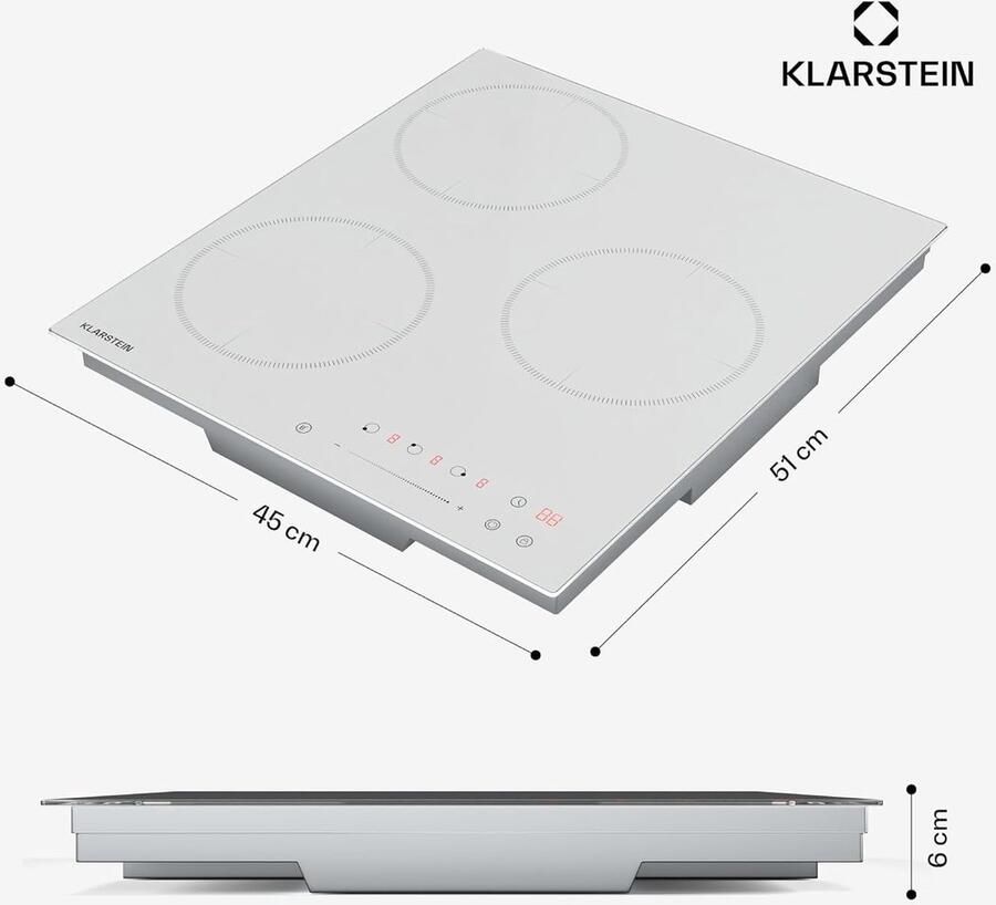 Inductie Kookplaat Keramische Kookplaat Snel Koken Booster Functie 45 cm Wit