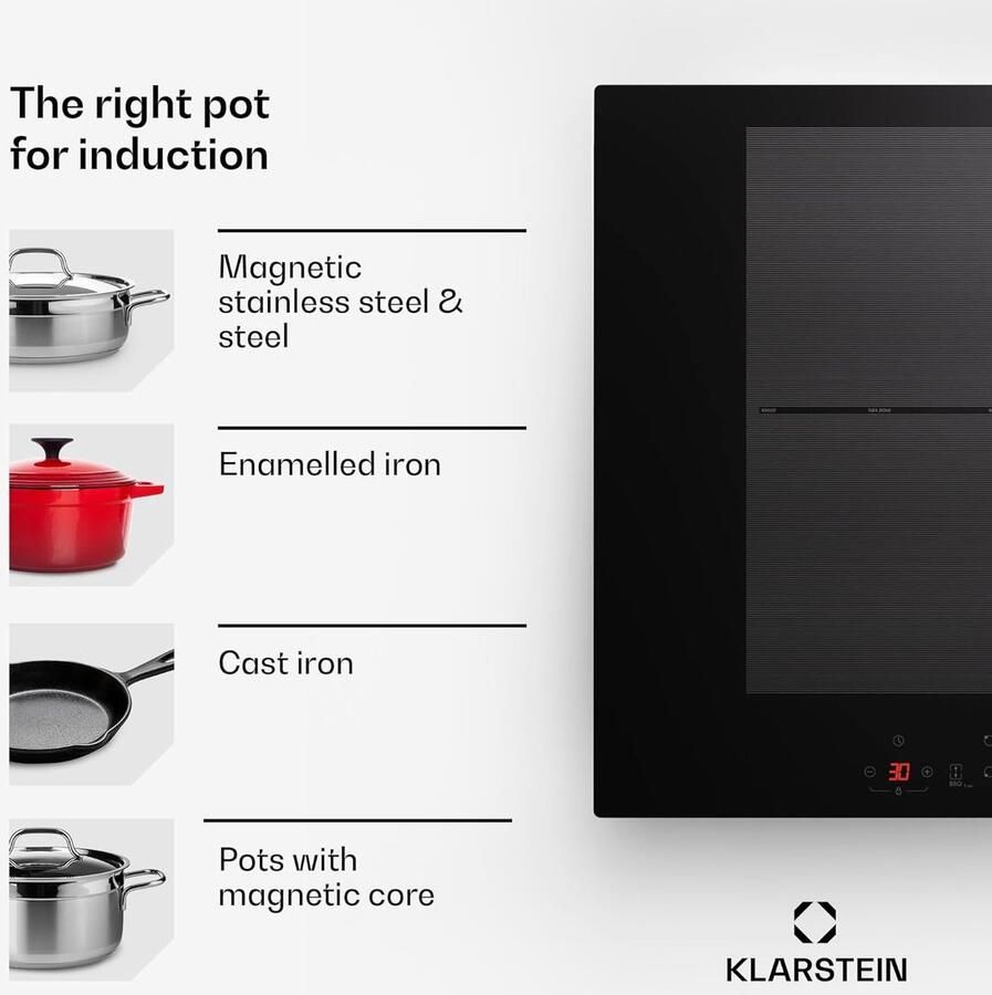 Inductie Kookplaat Keramische Kookplaat Snel Koken ThermoBoost Functie 72 x 52 cm Zwart
