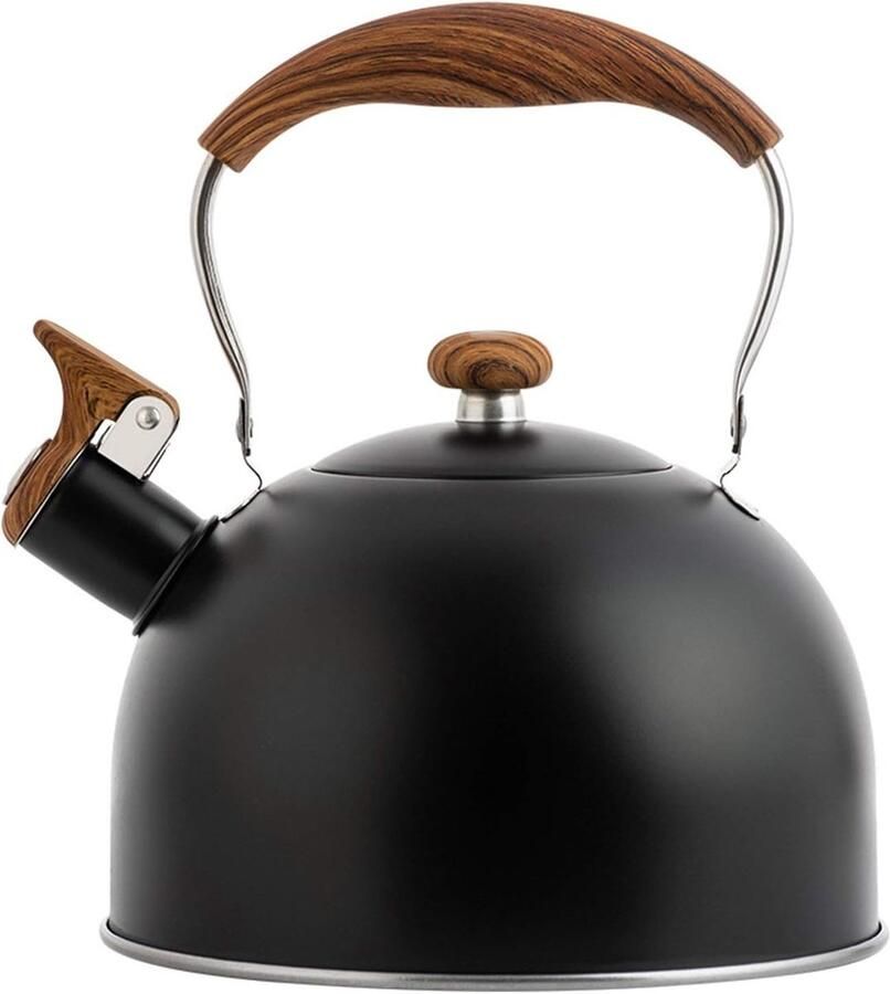 Inductie Kookplaat Ketel Waterketel Fluitketel Snel Water Koken Roestvrij Staal 25 Liter Zwart