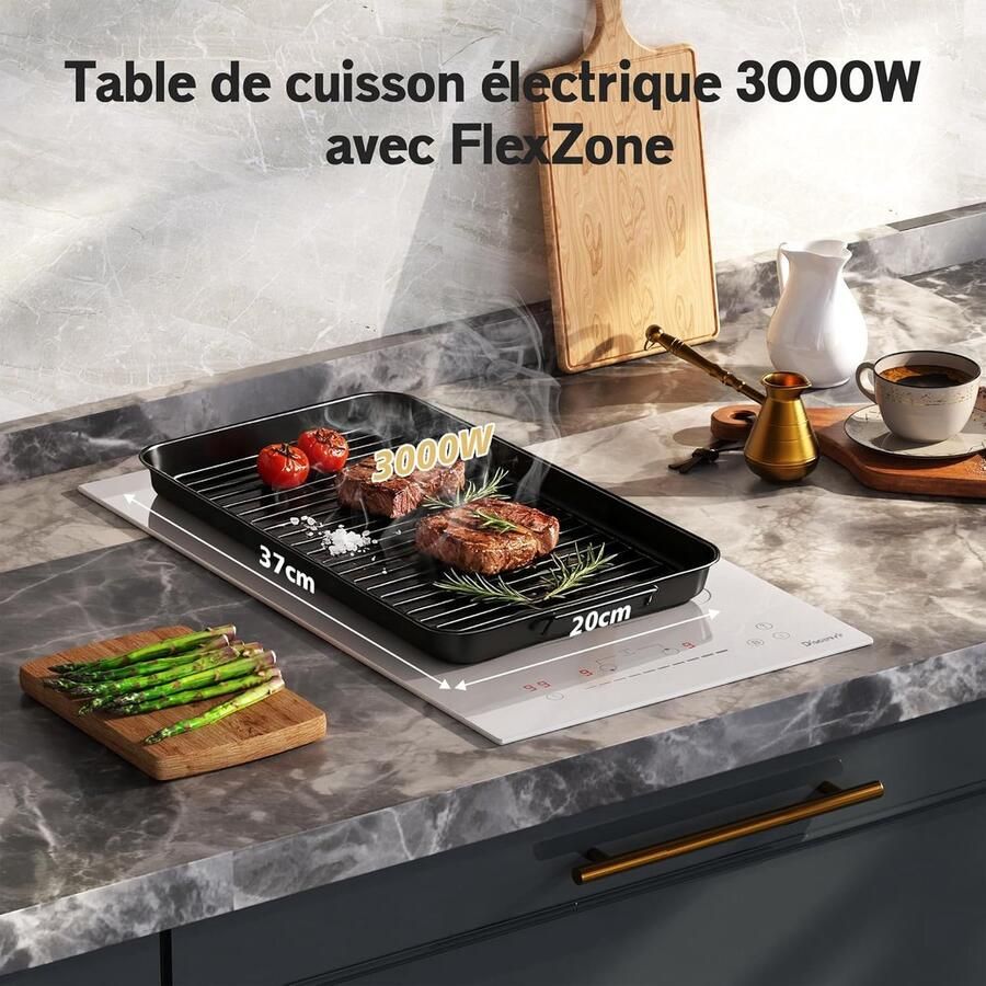 Inductie Kookplaat Kooktoestel Fornuis Snel Koken Flexibele Zone 30 cm Breed Wit
