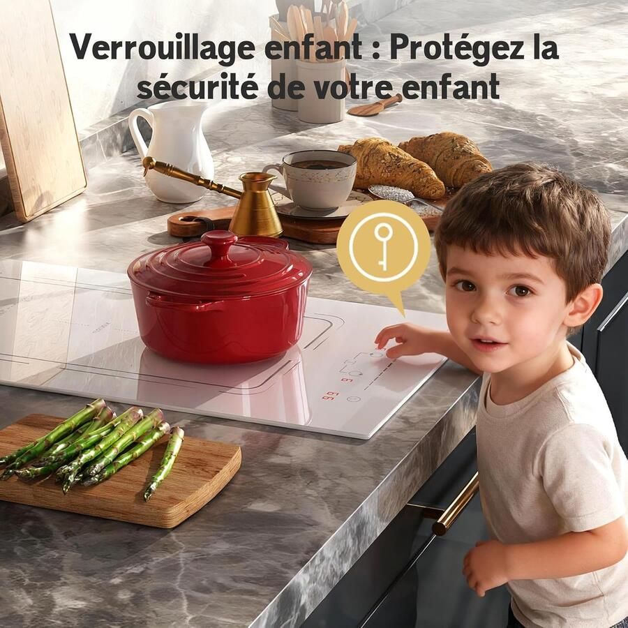 Inductie Kookplaat Kooktoestel Fornuis Snel Koken Flexibele Zone 30 cm Breed Wit