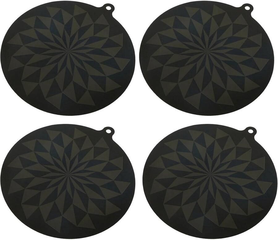 Inductie Kookplaat Mat Beschermende Mat Kookoppervlak Beschermen Hittebestendig Siliconen 4 Stuks Zwart