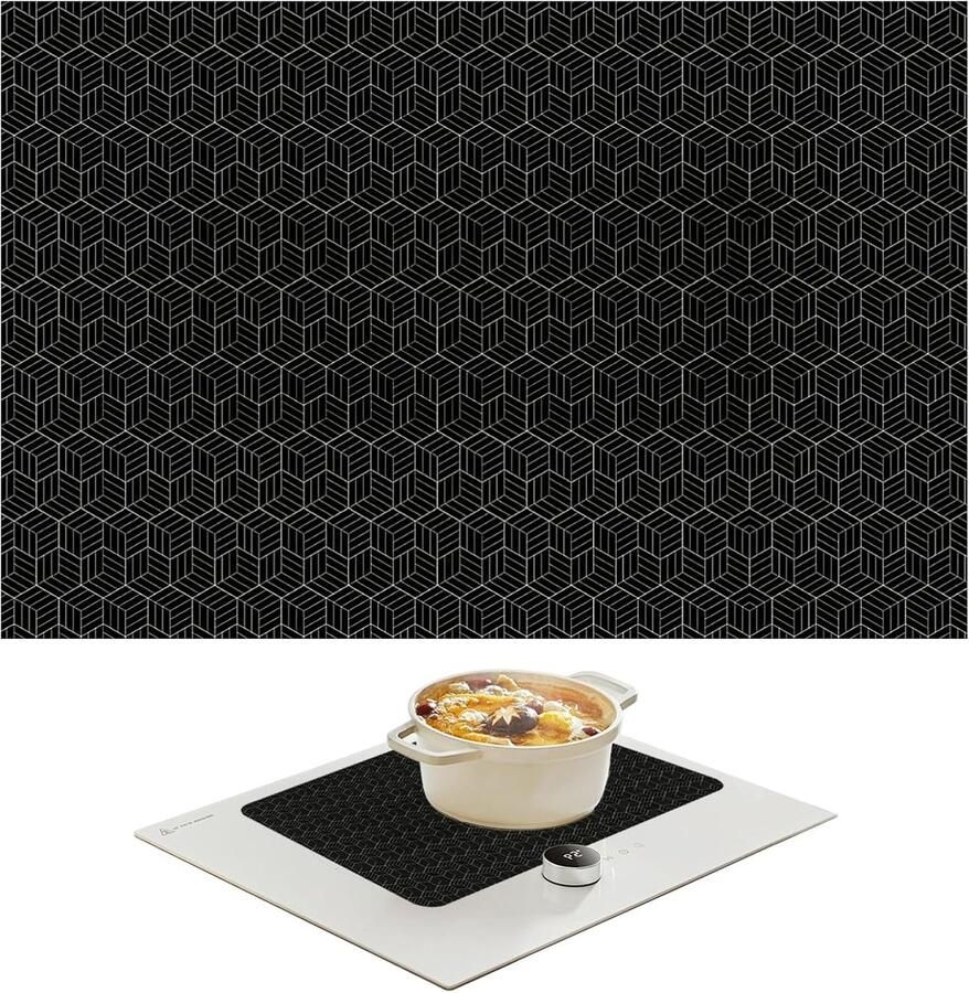 Inductie Kookplaat Mat Beschermmat Keuken Krasvrij Houden Hittebestendig 240°C 52 x 78 cm Zwart