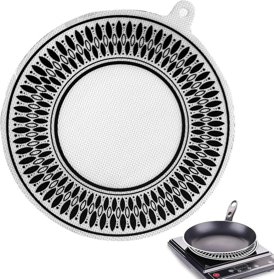 Inductie Kookplaat Mat Beschermmat Kookplaat Beschermen Hittebestendig Siliconen 22 cm Diameter Zwart