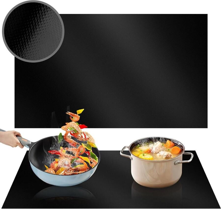 Inductie Kookplaat Mat Beschermmat Kookplaat Beschermen Hittebestendig Siliconen 54 x 90 cm Zwart