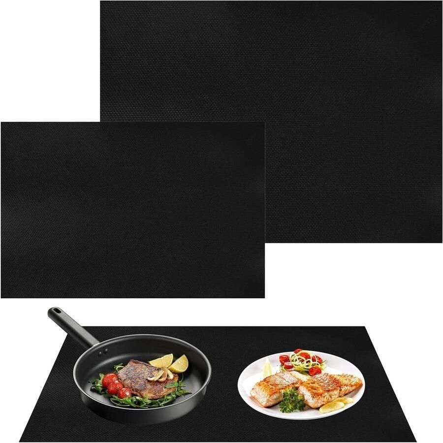 Inductie Kookplaat Mat Beschermmat Kookplaat Krasvrije Keuken Hittebestendig PTFE 2 Maten Zwart
