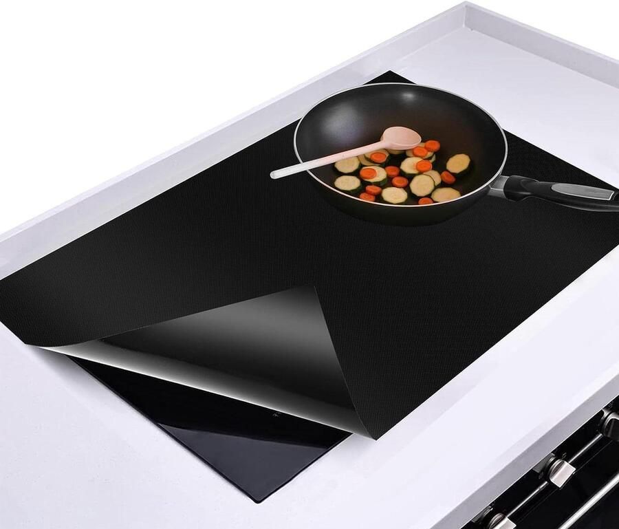 Inductie Kookplaat Mat Beschermmat Kookplaat Krasvrije Keuken Hittebestendig Silicone 52 x 78 cm Zwart