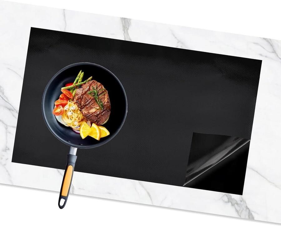 Inductie Kookplaat Mat Beschermmat Kookplaat Werkblad Beschermen Hittebestendig Siliconen 54x90 cm Zwart