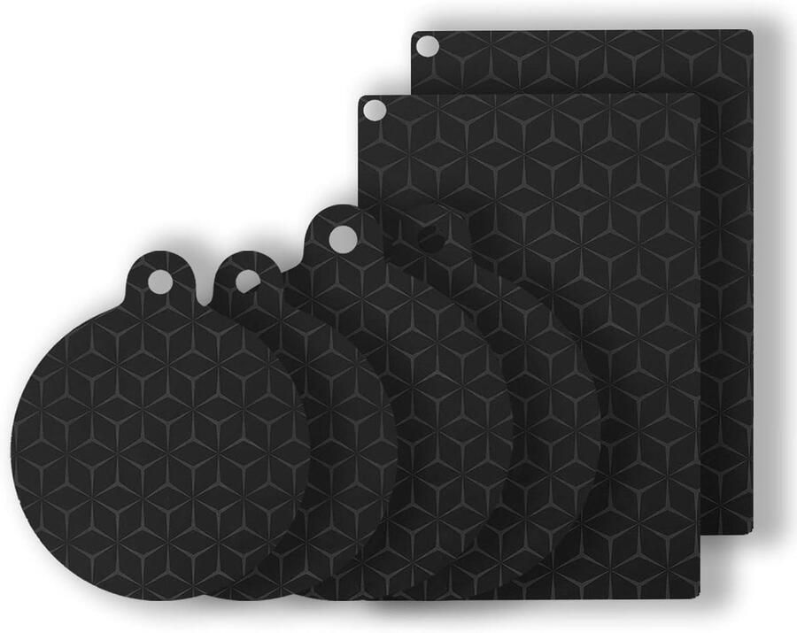 Inductie Kookplaat Mat Beschermmat Set Kookplaat Beschermen Hittebestendig Materiaal 6 Stuks Zwart Ruitpatroon