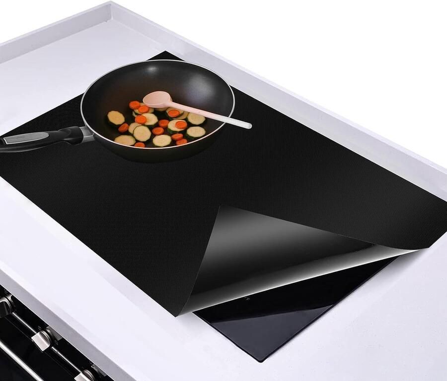 Inductie kookplaat mat Beschermmat siliconen Kookplaat beschermen Hittebestendig en snijdbaar 40 x 60 cm Zwart