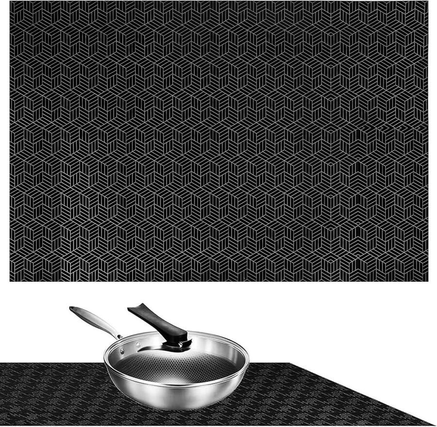 Inductie Kookplaat Mat Kookplaat Beschermer Koken & Bakken Hittebestendig Siliconen 52x78cm Zwart