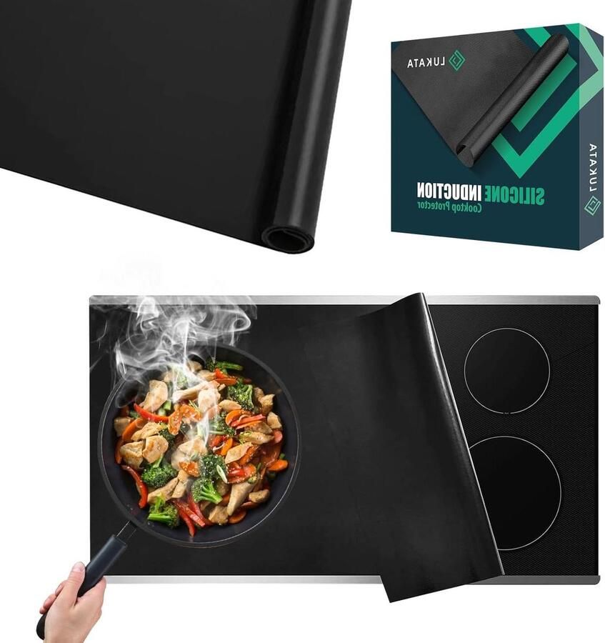 Inductie Kookplaat Mat Kookplaat Beschermer Krasvrije Keuken Hittebestendig Siliconen 60x55cm Zwart